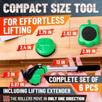Furniture Lifter Tool with 4 Pcs Appliance Rollers, 660 Lbs, Green - Image 4