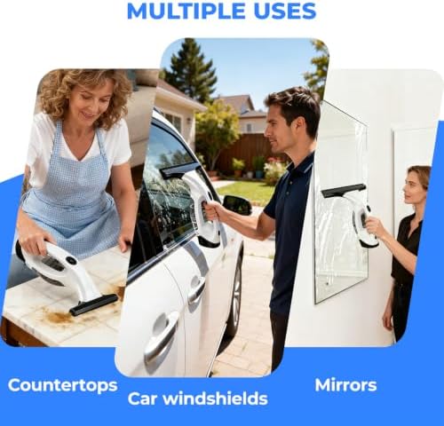Window Vacuum Squeegee Cordless, Electric Window Cleaner with 2000Pa Suction, 280mm Wide Blade, 150ml Tank for Shower Glass, Mirrors, Tiles & Car Windows - Image 3
