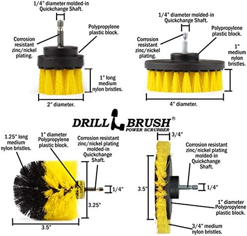 Yellow Drill Brush Attachments for Cleaning Shower, Grout Lines, Bathroom - Image 5