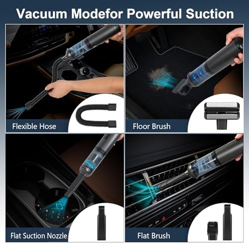Car Vacuum Portable Cordless, 17000Pa 2 in 1 Vacuum Cleaner&Air Duster, 100W Brushless Motor Handheld Vacuum Cordless with 6000mAh Battery, Multi-Nozzles for Car, Home, Office, Pet - Image 5