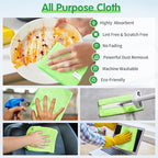 FIXSMITH Sage Green Microfiber Cleaning Cloth -Pack of 12, Highly Absorbent Cleaning Rags, 16"X12" All Purpose Cleaning Towels for Housekeeping, Kitchen, Car, Lint Free and Reusable Microfiber Towels - Image 5