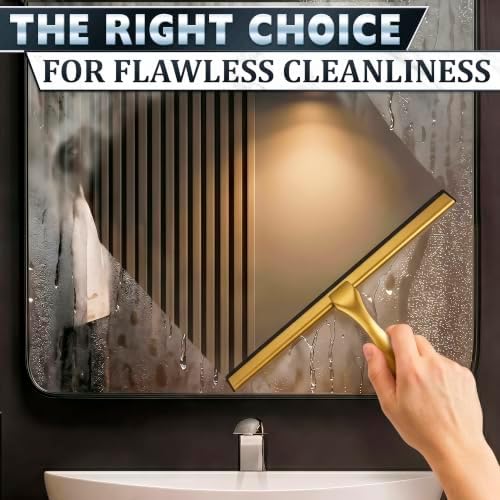 Stainless Steel Shower Squeegee, Glass, Silicone, 14 Inch (Gold) - Image 4
