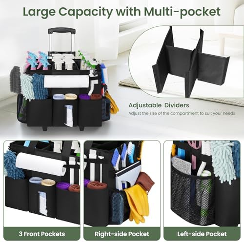 Large Rolling Cleaning Caddy with Detachable Trolley for Housekeeper - Image 2