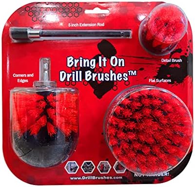 Drill Brush Attachment Set Three Brushes| Bring It On Power Scrubber Brush Cleaning Kit | Plus 6 Inch Extension, Use On Grout, Cars, Bathroom Surfaces, Tile, Baseboard, Shower and Tubs by BringItOnCleaner