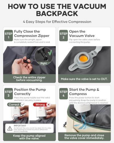 coofay Vacuum Backpack Travel with Pump Vacpack Travel Backpack with Vacuum System Compression Backpacks - Image 3