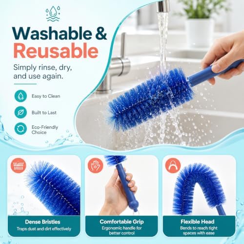 2026 New Bendable Microfiber Duster, Upgrade Reusable Bendable Cleaning Brush for Home Electric Fan Air Conditioner Car Vent Curtains Cleaner(2 Colors) - Image 5