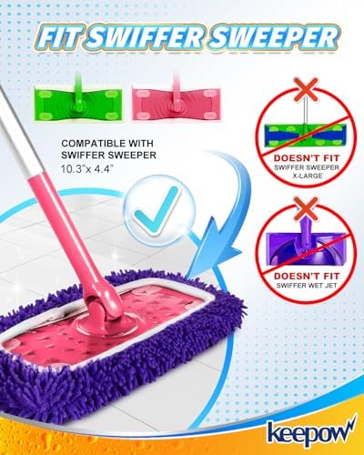 8Pcs Reusable Microfiber Mop Pads Compatible with Swiffer Sweeper Mop - Image 2