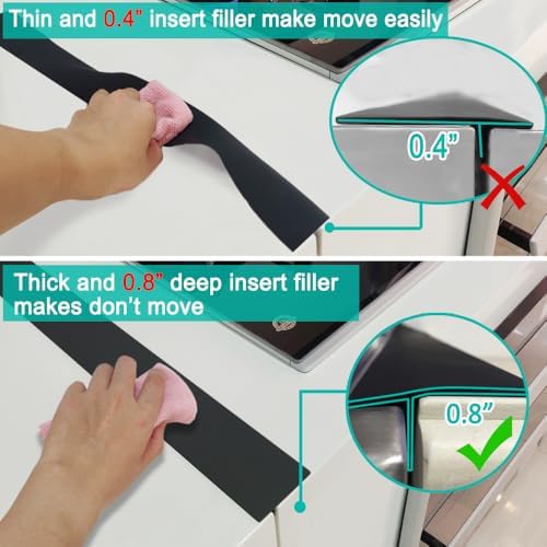 Silicone Stove Gap Covers 25 Inch Foldable oven side gap filler 2pcs Black - Image 2