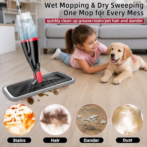 Spray Mops for Floor Cleaning: Hardwood Floor Mop Wet Mop & 3 Washable Pads - Image 4