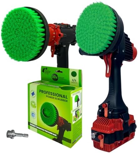 Premium Drill Brush Professional– 2in1 for Drill & Angle Grinder Medium-Stiff 6 in Green | Scratch-Free Kitchen Cleaning Brush for Ovens, Hobs, Worktops, Floor Tiles, Cupboard Doors, Cookware by Kornelypowerscrubbers