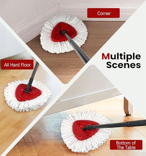 12 Pack Spin Mop Head Replacement for O-Ceda Easy Wring 1-Tank System, Microfiber Mop Refills, 360° Swivel, Deep Cleaning, Machine Washable & Easy to Replace (White) - Image 6