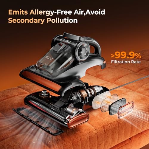 JIGOO T600 Bed Mattress Vacuum Cleaner with UV-C Light, 15Kpa Suction, 700W - Image 4