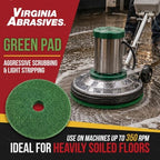Green Floor Maintenance Pads, Deep Cleaning & Light Stripping, 13" - 5 Pack - Image 2