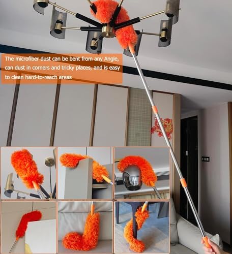 20+ Feet High Reach Dusting Kit with 3-14 ft Extension Pole //2 in 1 Window Cleaning Kit // High Ceiling Duster // Cobweb Microfiber Duster // Outdoor & Indoor Extendable Duster Cleaning Kit - Image 3