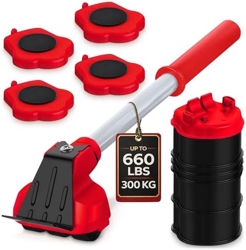 660 lb Furniture Movers with Wheels for Heavy Items (Red) by Lagarto