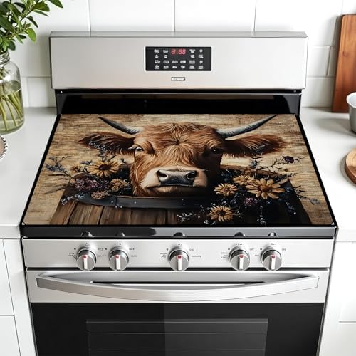 Stove Top Covers for Electric Stove: 30''×21'' Stove Mat Protective Cooktop Cover Expands Counter Area, Kitchen (Cow) by AOHMPT