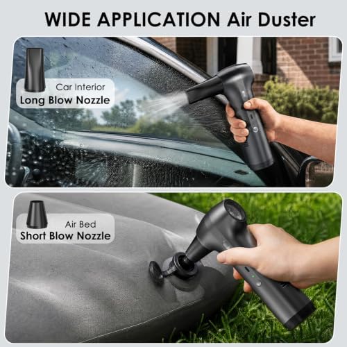 Cordless Air Duster & Car Vacuum 2-in-1, Portable Car Vacuum Cleaner, 3 Blower Speeds & 2 Suction Modes Type-C Rechargeable Dust Buster for Keyboard, PC, Desk, Home Office - Image 3