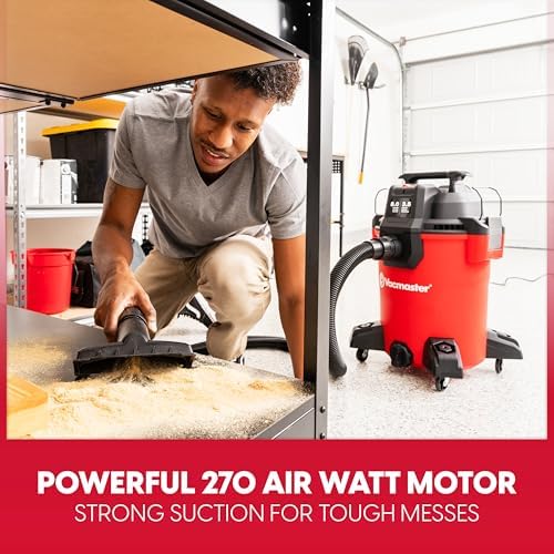 Vacmaster VCM811PF 1101 8-Gal 3.5 Peak HP Wet/Dry Vac Red - Image 3