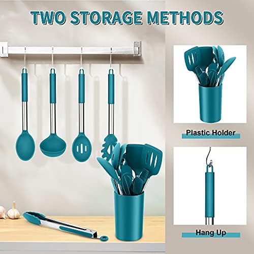 E-far Kitchen Utensils Set, 14-Piece Blue Silicone Cooking Utensils Set - Image 6
