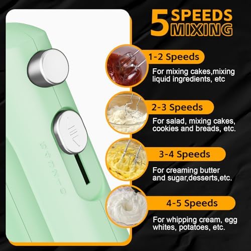 Lord Eagle 5-Speed Hand Mixer Electric With 4 Mixing Bowls Set - Image 6