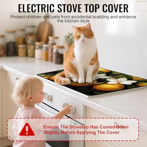 Stove Top Cover for Electric Stove,Glass Stove Top Cover, Heat Resistant Glass Cooktop Cover, Stovetop Protector, Kitchen Decor, Dish Drying Mats Cover for Ceramic Washer Top 28.5x20.5 inch - Image 3