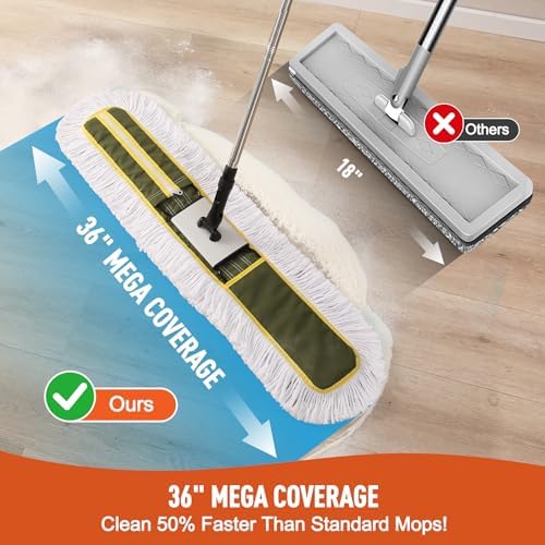 CLEANHOME 36" Commercial Dust Mop for Hardwood Floors, Tile, Laminate - Image 3
