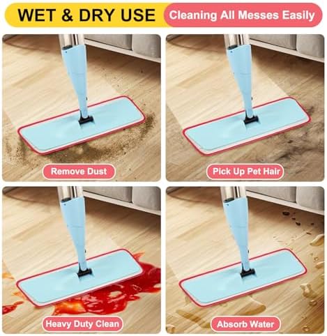 16.5 inch Reusable Mop Pads Microfiber Spray Mop Replacement Heads for Wet/Dry Mops Compatible with Bona Floor Care System (5 Pack) - Image 6
