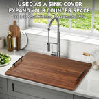 Noodle Board Stove Cover with Handles, Stove Top Covers for Gas Burners and Electric Stove, Wood Stove Cover Board Decorative Serving Tray Kitchen Sink Cover for Counter Space (Walnut) - Image 6