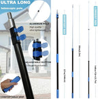 20 Ft+ Reach 2 In 1 Window Squeegee Duster with 5-to-12 Foot Extension Pole, Cleaner Tool with 3-Stage Telescoping Pole, Cleaning Kit with Rotatable Head - Chenille Cloth + Microfibre Cloths Head - Image 3