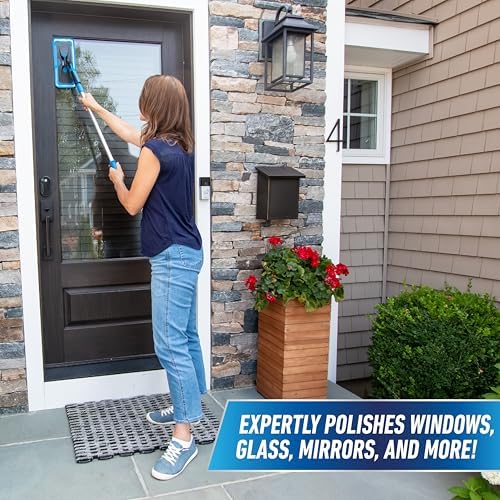 Unger Professional Indoor Window Cleaning Kit with 2' Pole — Swivel Head Pad Washer for Glass, Mirrors & Flat Surfaces, Streak-Free Results, 2 Reusable Microfiber Pads, Wet or Dry Use - Image 2