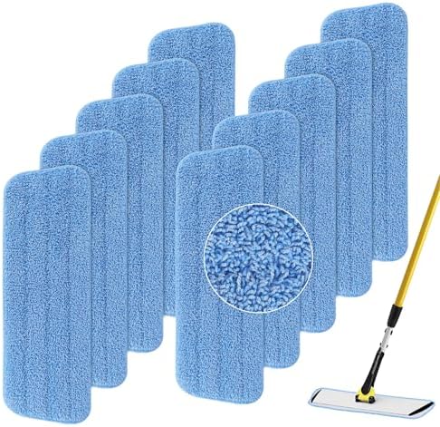 Replacement Microfiber Pad Fit for Rubbermaid Commercial 18 Inch and 17 Inch Mop - 10 Pack Wet & Dry Commercial Cleaning Reusable Refills Fit for Any Microfiber Flat Mop 18" 17" - Trapezium by BeiLan