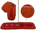 Industrial Dust Mop Kit – Includes 48 Inch Orange Twisted Closed Loop Mop Head, Wood Handle, and Heavy-Duty Wire Frame – Commercial Grade for Janitorial & Facility Cleaning by Direct+Mop+Sales
