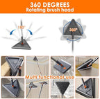 Baseboard Cleaner Tool with 78.7" Long Handle, 360° Rotating Wall Cleaner Mop with Squeegee, 180° Folding Ceiling Cleaning Tool with 8 Reusable Cleaning Pads for Cleaning Window Floor Tile Tub Wall - Image 4