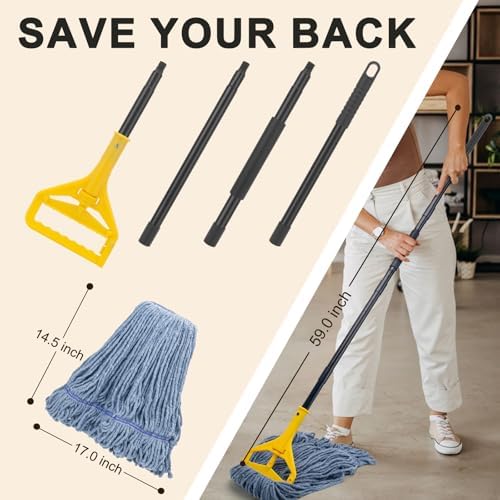 Commercial Industrial Mop with 3 Extra Large Reusable Replacement Head - Image 3