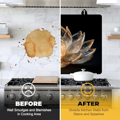 NYZE Stove Top Cover for Electric Stove with Glowing Lotus 28x20 Inch Silicone Stovetop Cover Protector, Scratch-Resistant Decorative Kitchen Mat for Electric/Glass Stove Top - Image 6