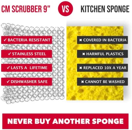 Knapp Made CM Scrubber 6" x 6" Small Ring Chainmail Cast Iron Scrubber, Premium Stainless Steel Mesh Cleaner for Pre-Seasoned Pans, Dutch Ovens, Grills and Skillets - Image 5