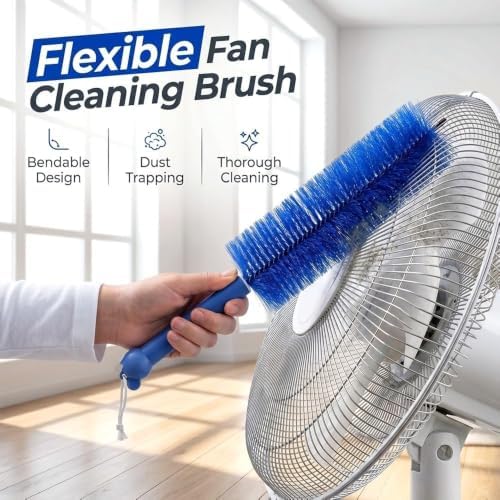 Fan Cleaner Brush with Bendable Microfiber Head, Reusable Washable Ceiling Fan Duster for Fan Blades, Air Conditioners, Window Blinds, Curtains, Car Vents and Household Cleaning (Blue) - Image 3