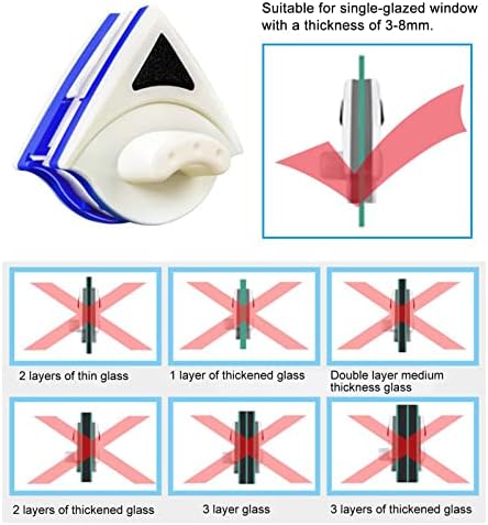 Window Glass Tool,Magnetic Glass Double Sided Magnetic Window Cleaner Wiper Brush,Useful Glass Tools,Squeegee Washing Kit Equipment - Image 2