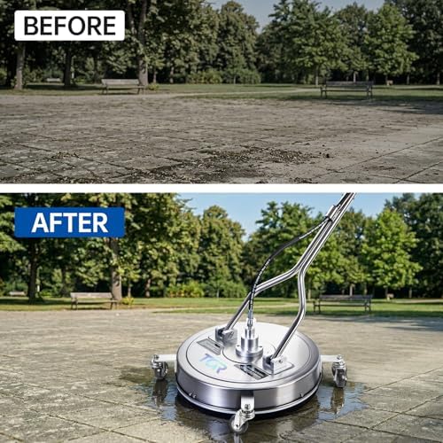 20" Pressure Washer Surface Cleaner with 4 Wheels, Surface Cleaner for Pressure Washer, Stainless Steel Dual Handle Power Washer Surface Cleaner for Concrete, Driveway, Patio, Sidewalk - Image 7