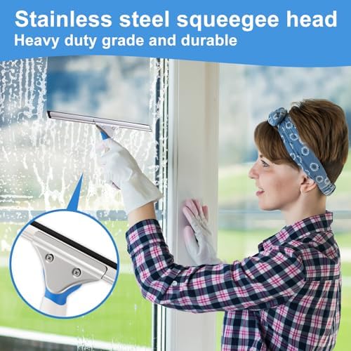 Mitclear Window Cleaning Kit 14IN Squeegee & Scrubber for Shower Glass Car - Image 6
