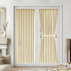 Vatge French Door Curtains - Front Door Curtain Panel with Tieback for Glass Window, Door Window Curtains for Doorways, 1 Panel, W54 x L72, Light Beige by Vatge