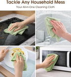 Microfiber Cleaning Cloth Roll, 100 Pack 12 x 12 Inch Tear Away Reusable Paper Towels, Thick Cleaning Towels, Absorbent Lint Free Washable Rags for Kitchen, Car, Garage and Workshop - Bean Green - Image 5
