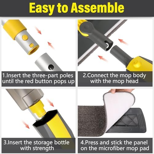 Wet Spray Mop for Floor Cleaning with 14 oz Bottle & 3 Microfiber Pads - Image 7