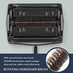 JEHONN Carpet Floor Sweeper Manual with Horsehair, Non Electric Quite Rug Roller Brush Push for Cleaning Pet Hair, Loose Debris, Lint (Black) - Image 2