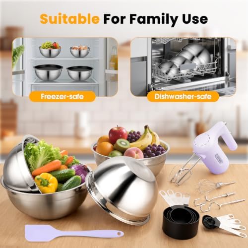 Lord Eagle 5-Speed Hand Mixer Electric With 4 Mixing Bowls Set - Image 3