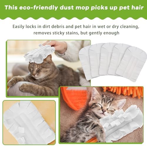 6 Pcs Reusable Duster Refills Washable Pads, White - Image 6
