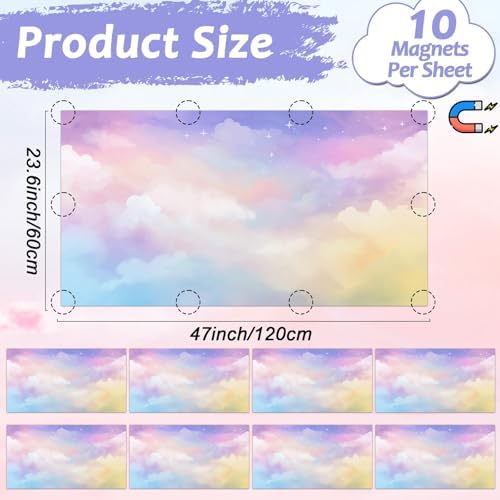 8 Pcs Fluorescent Light Covers with 80 Magnets Decorative for Classroom Ceiling Light 4 x 2 Feet Magnetic Light Covers Filter Easy Install for Office Hospitals & Home Drop Ceiling Supplies(Rainbow ) - Image 2