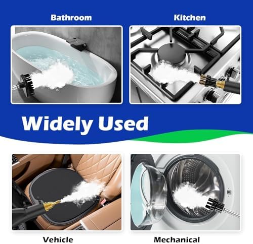 Steam Cleaner,2500W High Temperature High Pressure Steam Cleaner with 3 Brush Heads, Portable Steam Cleaners with 1.5L Tank For Car Detailing Kitchen Bathroom Floors(White) - Image 7