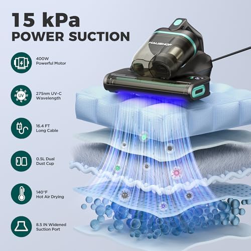 HAUSHOF Mattress Vacuum Cleaner, 15Kpa Bed Vacuum Cleaner - Image 4