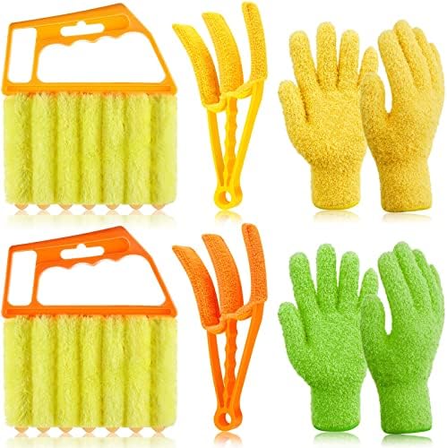 6 Pcs Window Venetian Blind Cleaner Duster Tool 2 Pcs 7 Fingers Dusting Cleaner Tool 2 Pcs Shutter Cleaner Brush and 2 Pairs Cleaning Gloves for Air Conditioner Keyboard Fan Dirt House Dust Cleaner by Nuogo